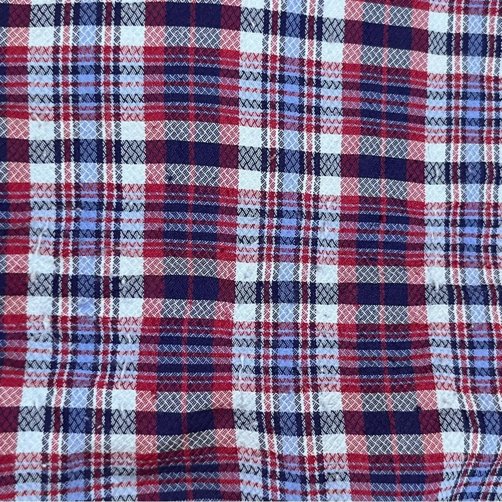 Eddie Bauer Shirt Women’s 3X Purple Pink Plaid Adventurer Roll-Tab Sleeve READ